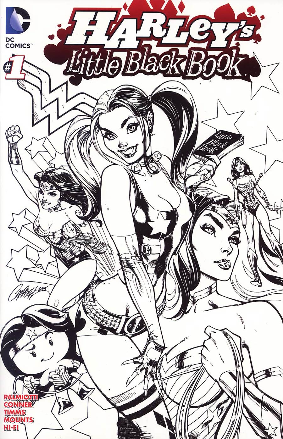 Harleys Little Black Book #1 Cover D Variant J Scott Campbell Harley Quinn Cover Without Polybag Black and White