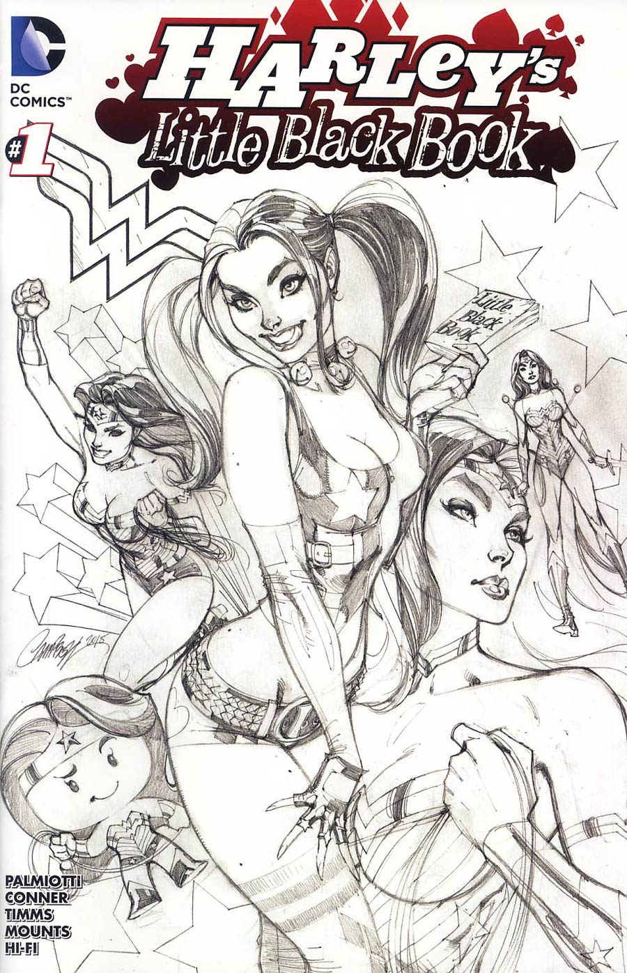 Harleys Little Black Book #1 Cover E Variant J Scott Campbell Harley Quinn Cover Without Polybag Sketch