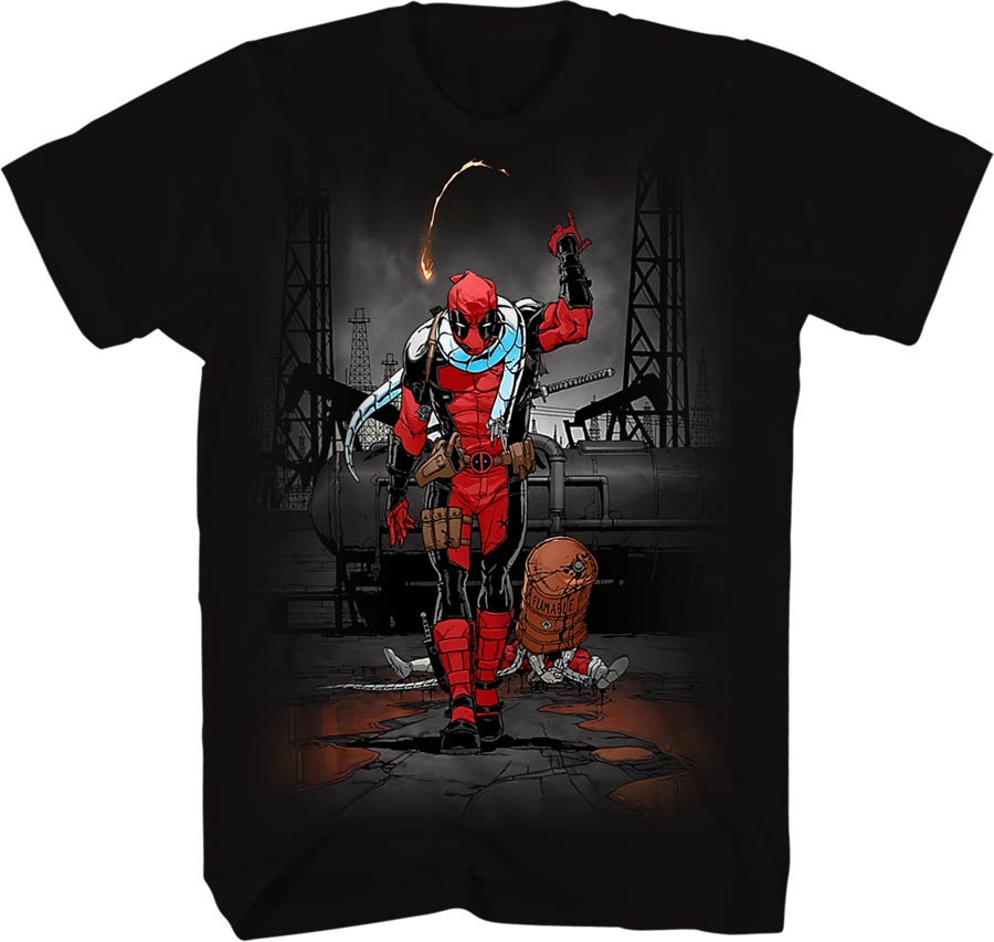 Deadpool Walk Away Red Black T-Shirt Large