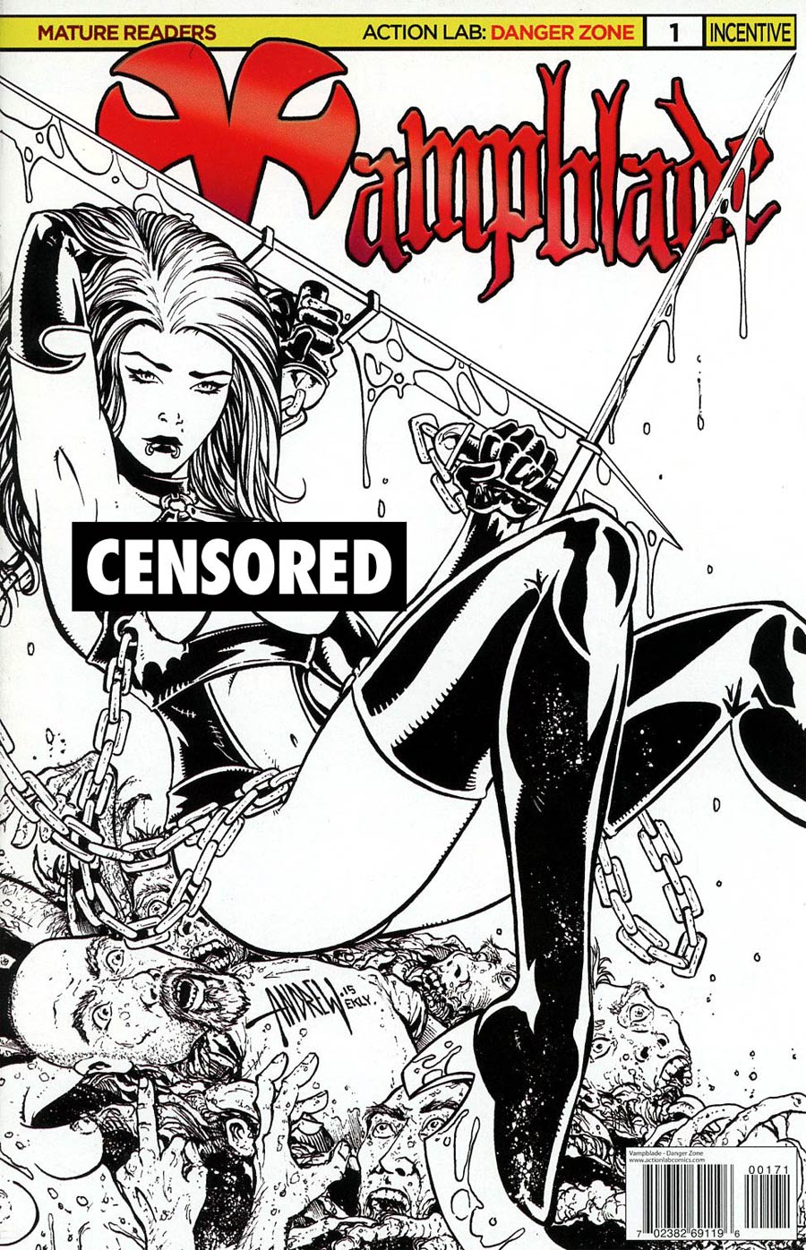 Vampblade #1 Cover G Incentive Andrew Mangum 90s Cheesecake Risque Black & White Cover