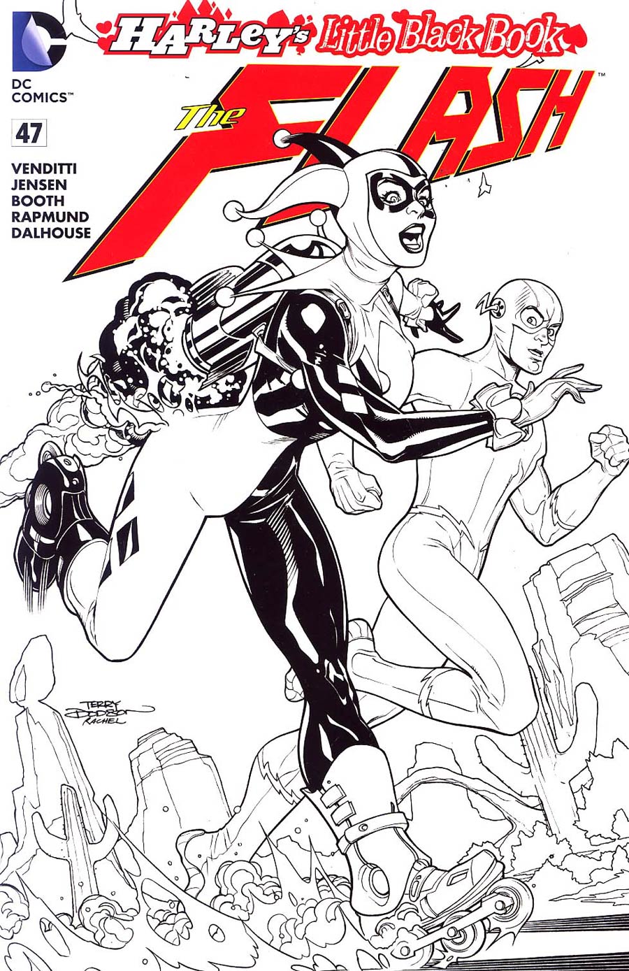 Flash Vol 4 #47 Cover D Variant Terry Dodson Harley Quinn Cover Without Polybag Black and White