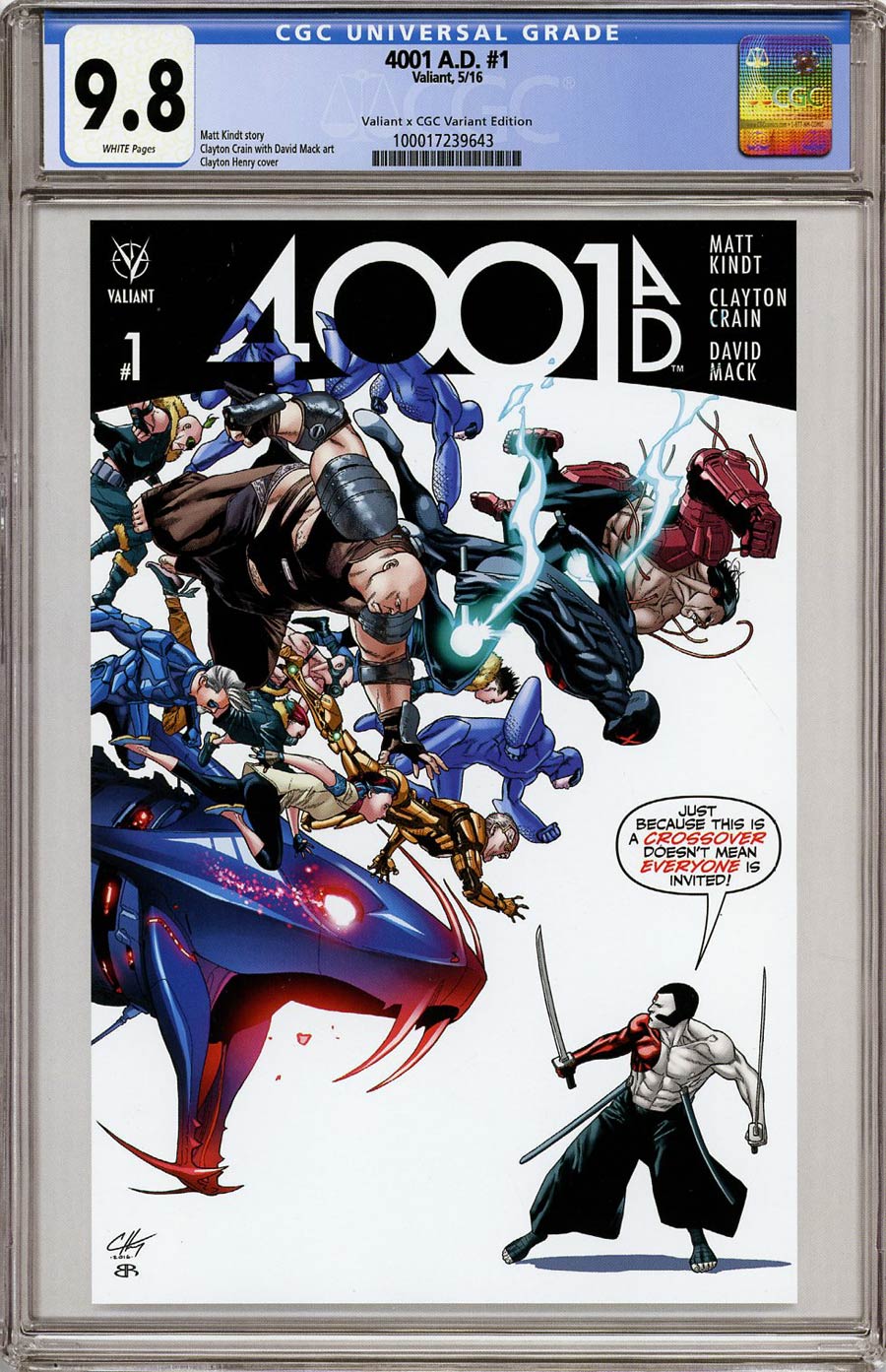 4001 AD #1 Cover D Variant Clayton Henry Valiant x CGC Replica Cover