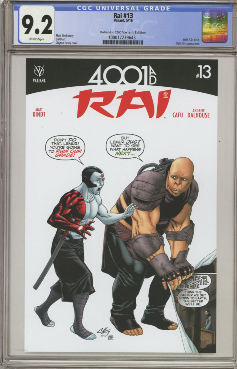 Rai Vol 2 #13 Cover C Variant Clayton Henry Valiant x CGC Replica Cover (4001 AD Tie-In)