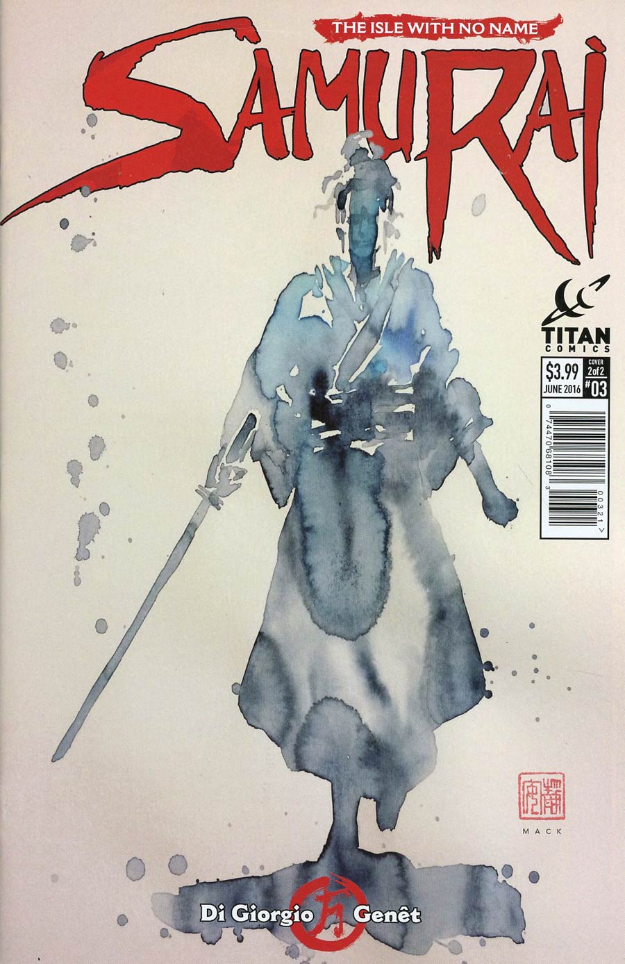 Samurai (Titan Comics) #3 Cover B Variant David Mack Cover