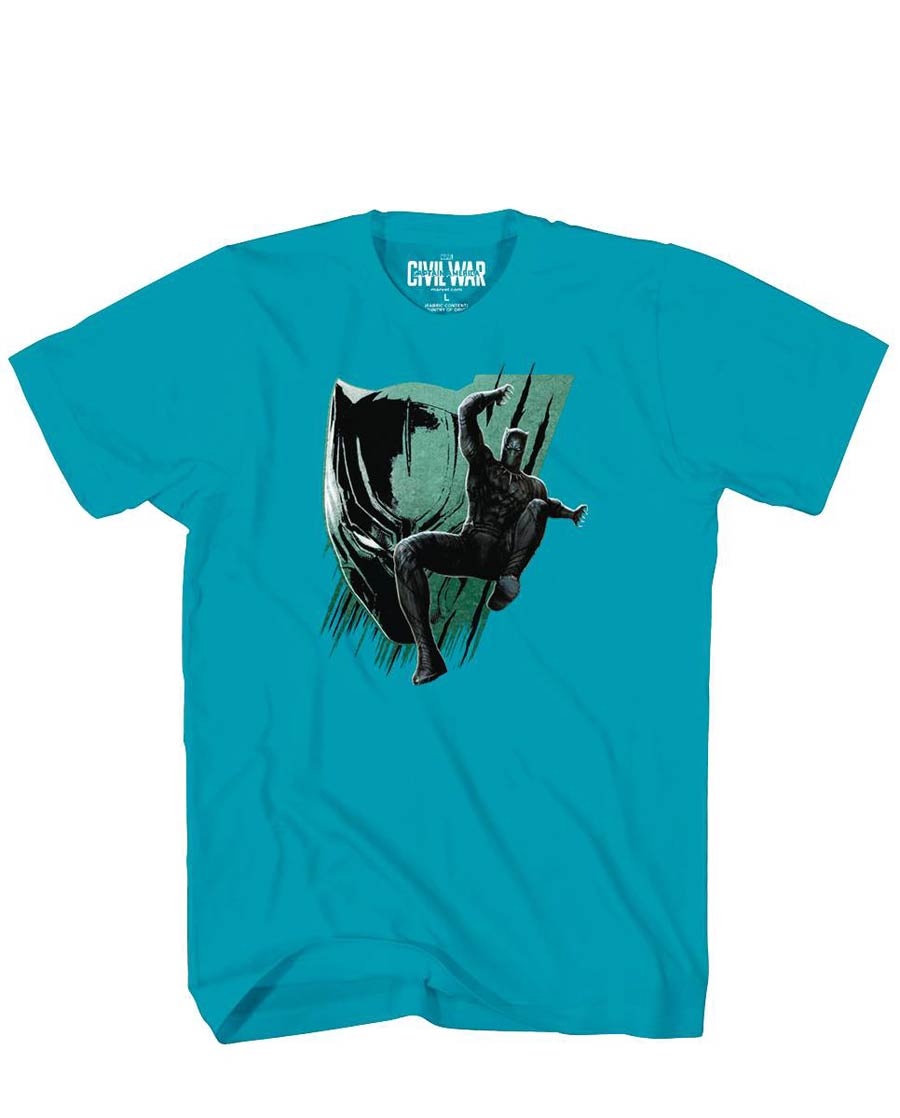 Captain America Civil War Action Panther Turquoise T-Shirt Large