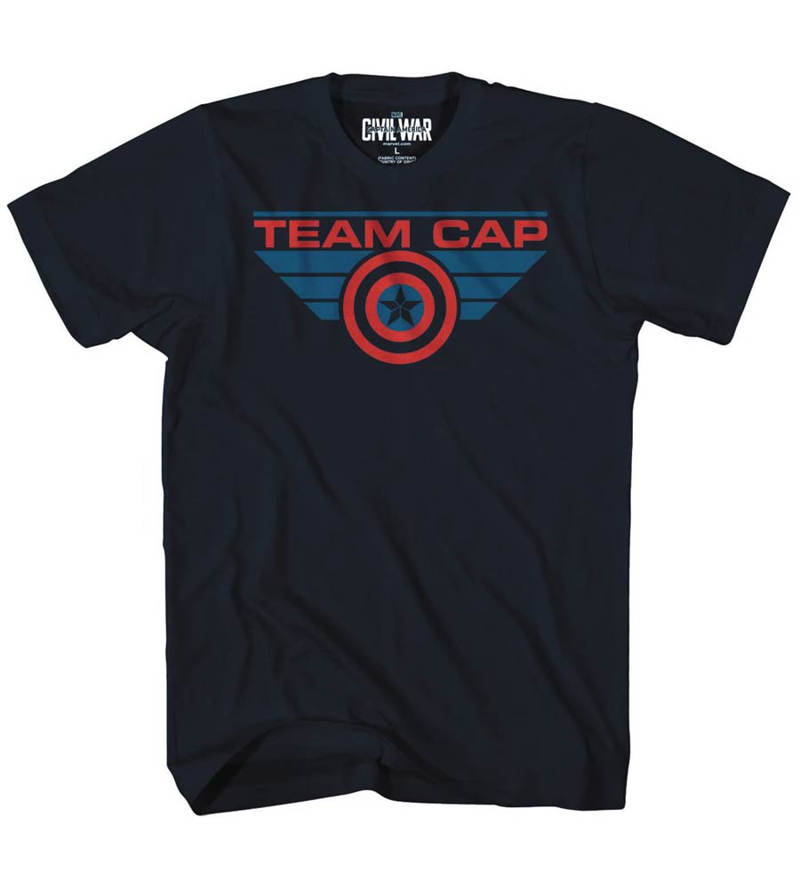 Captain America Civil War Caps Team Previews Exclusive Navy T-Shirt Large