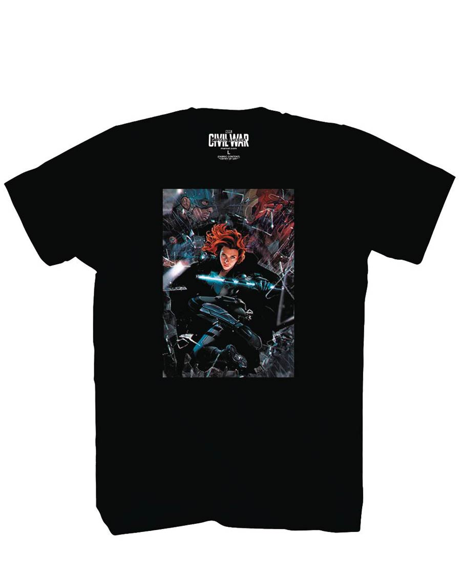 Captain America Civil War Widow Action Black T-Shirt Large
