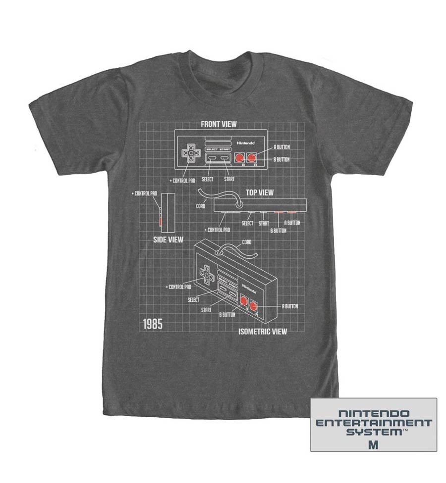 Nintendo NES Schematic T-Shirt Large