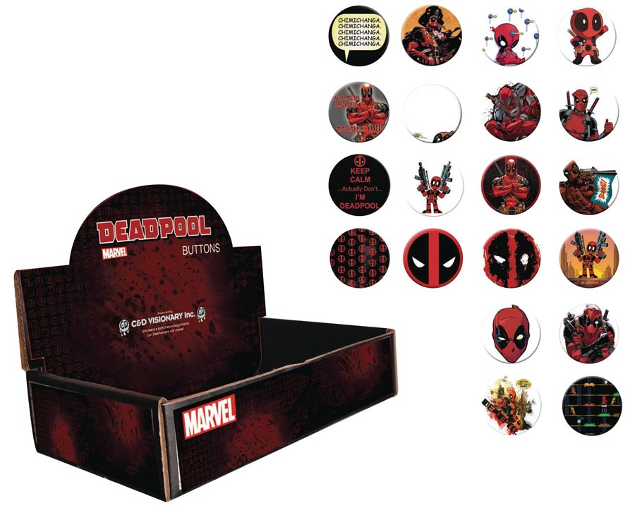 Deadpool Graphics Art Button 144-Piece Assortment Case