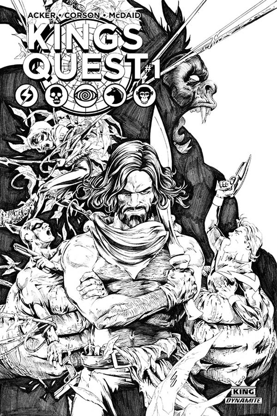 Kings Quest #1 Cover G Incentive Jonathan Lau Black & White Cover