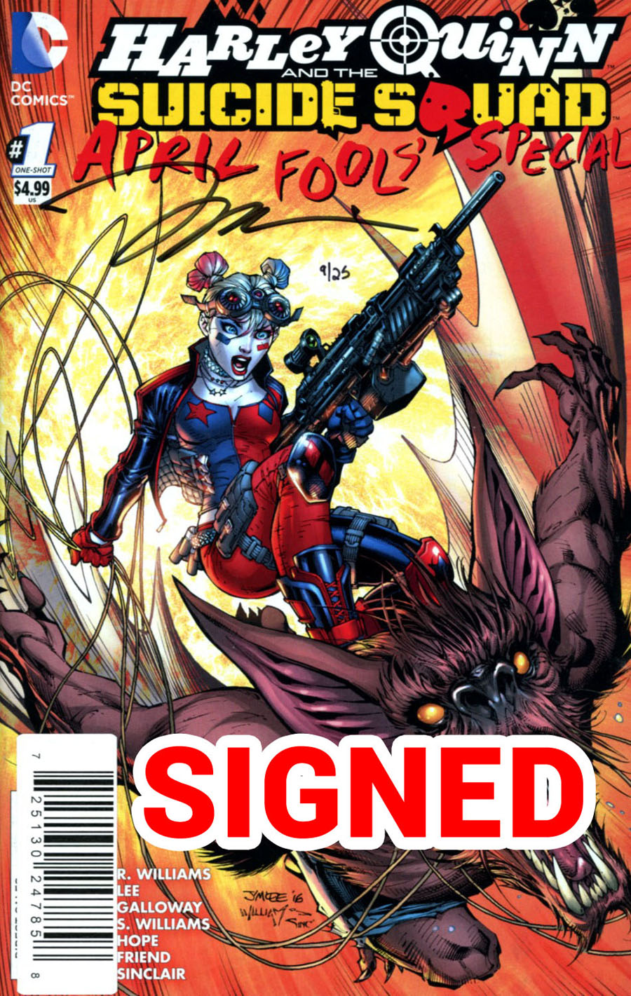 Harley Quinn And The Suicide Squad April Fools Special #1 Cover E DF Signed By Jim Lee