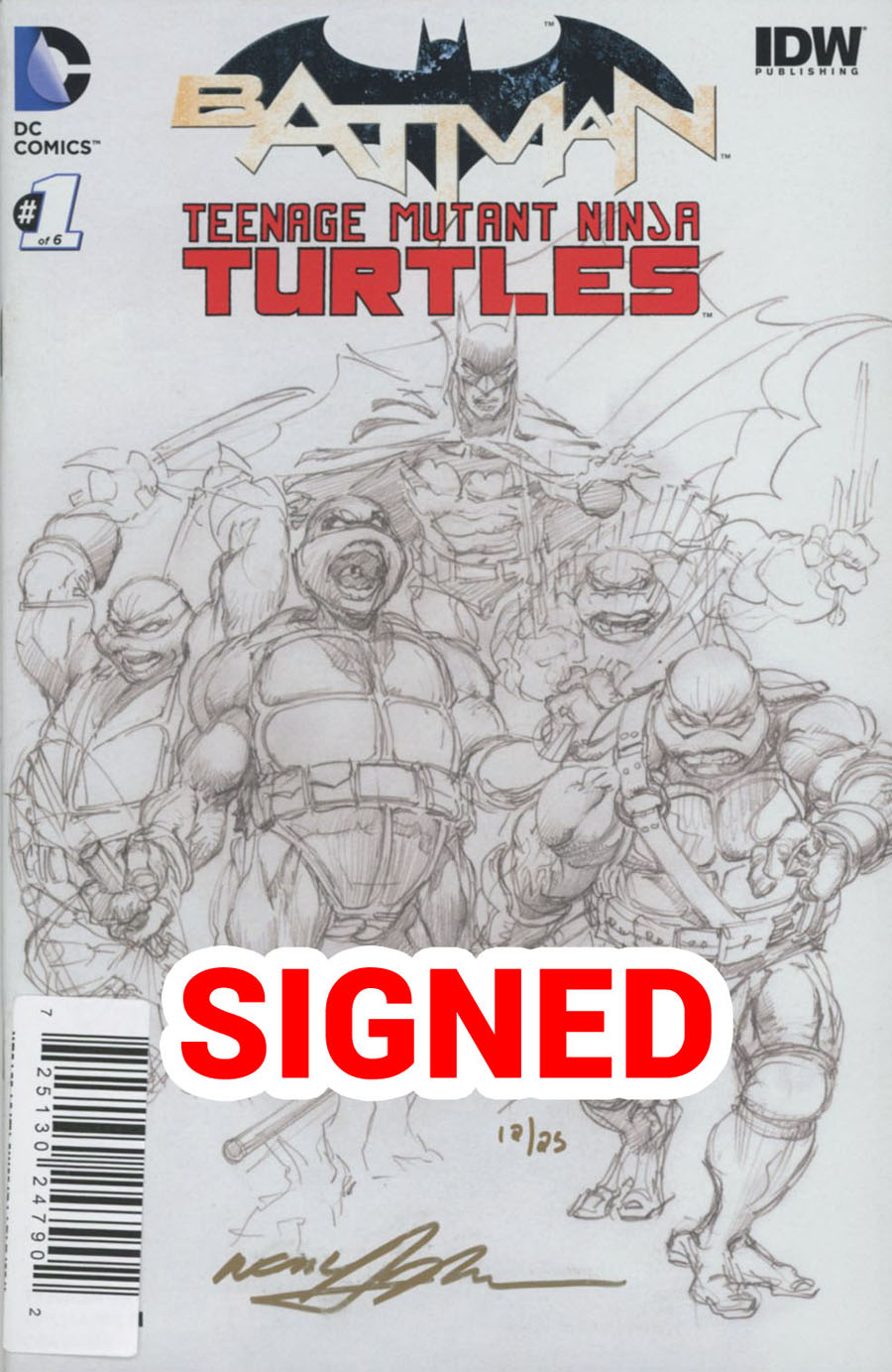 Batman Teenage Mutant Ninja Turtles #1 Cover O DF Exclusive Ultra-Limited Gold Signature Series Signed By Neal Adams