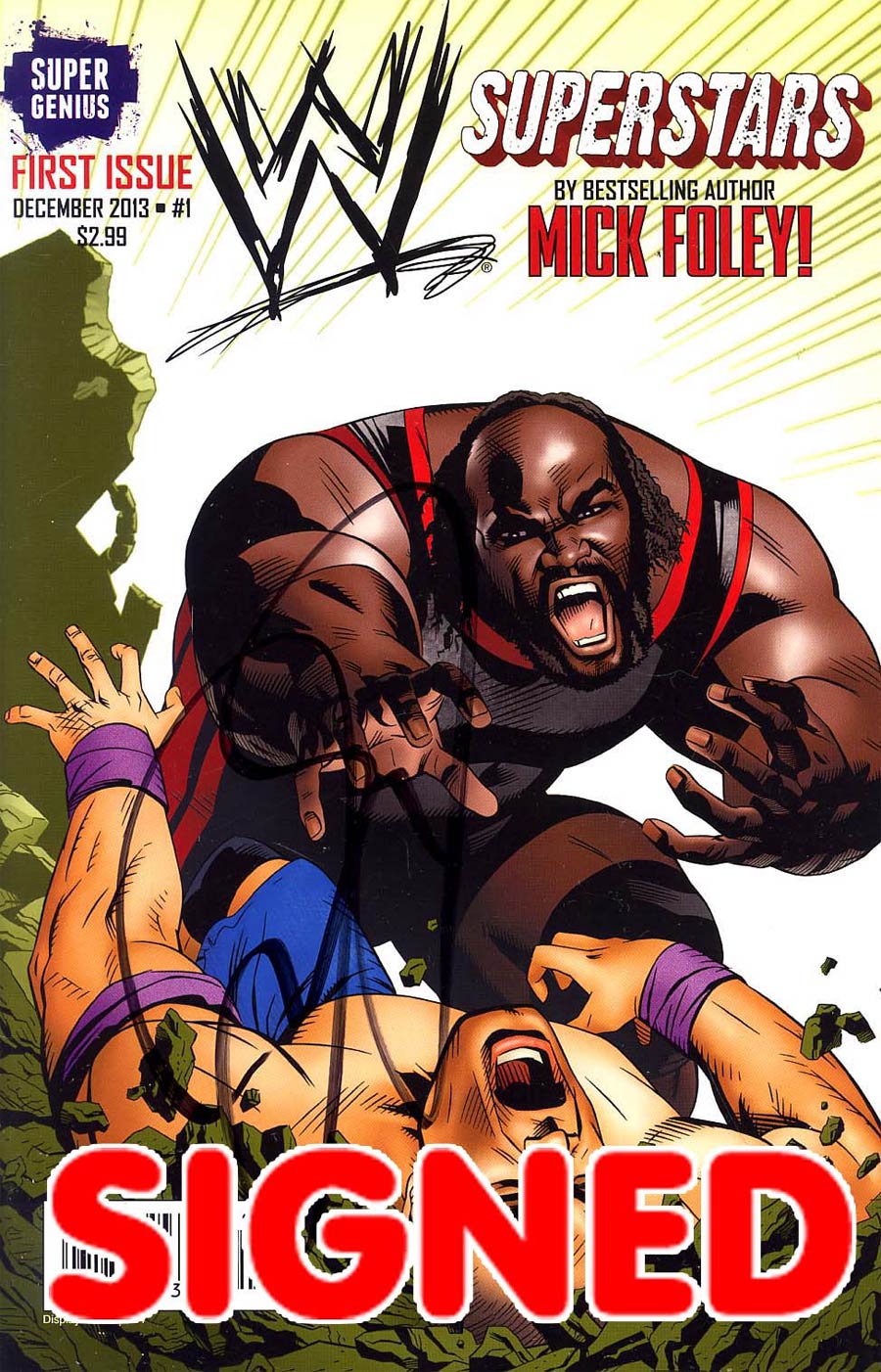 WWE Superstars #1 Cover H Regular Michael Golden Mark Henry Cover Signed by Mick Foley