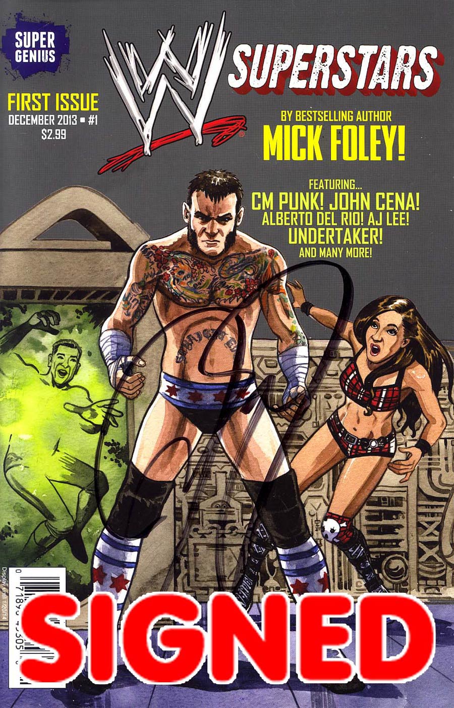 WWE Superstars #1 Cover I Regular Jill Thompson CM Punk Cover Signed by Mick Foley