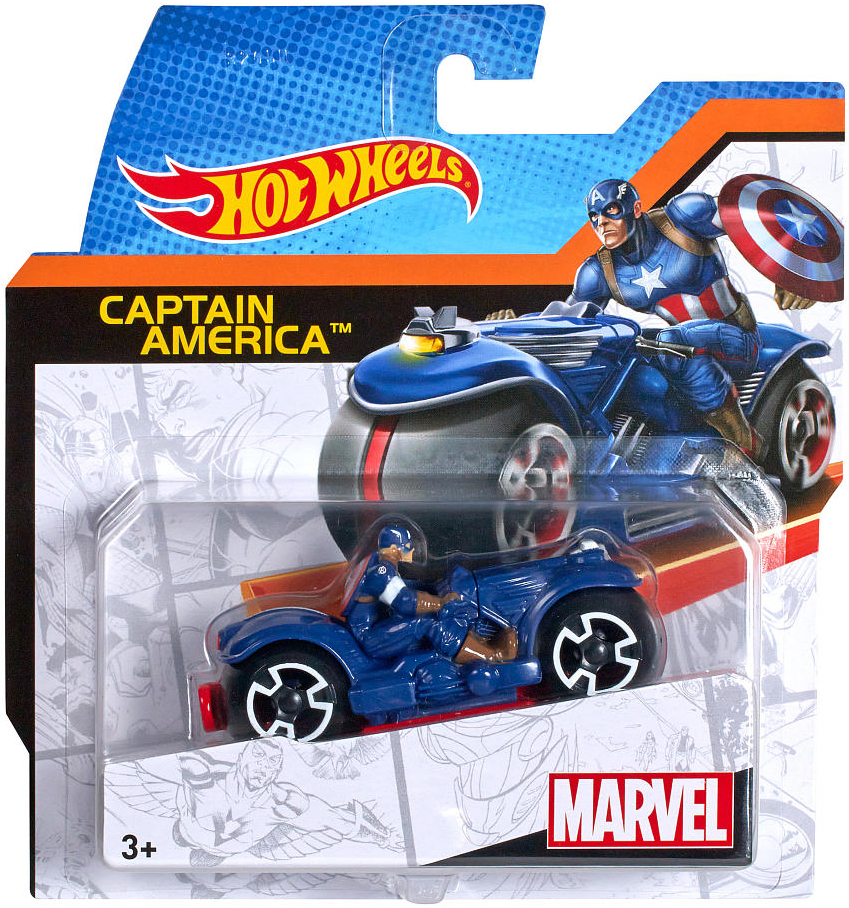 Hot Wheels Moto With Rider 1/64 Scale Die-Cast - Marvel Captain America