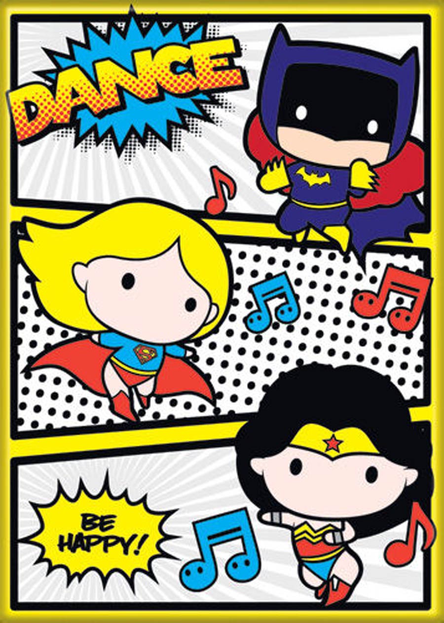 DC Comics 2.5x3.5-inch Magnet Chibi - Batgirl Supergirl Wonder Woman Dance (72019DC)