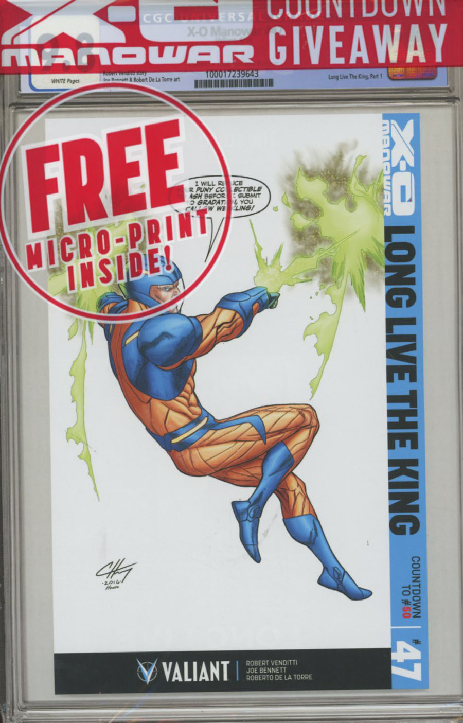 X-O Manowar Vol 3 #47 Cover D Variant Clayton Henry Valiant x CGC Replica Cover