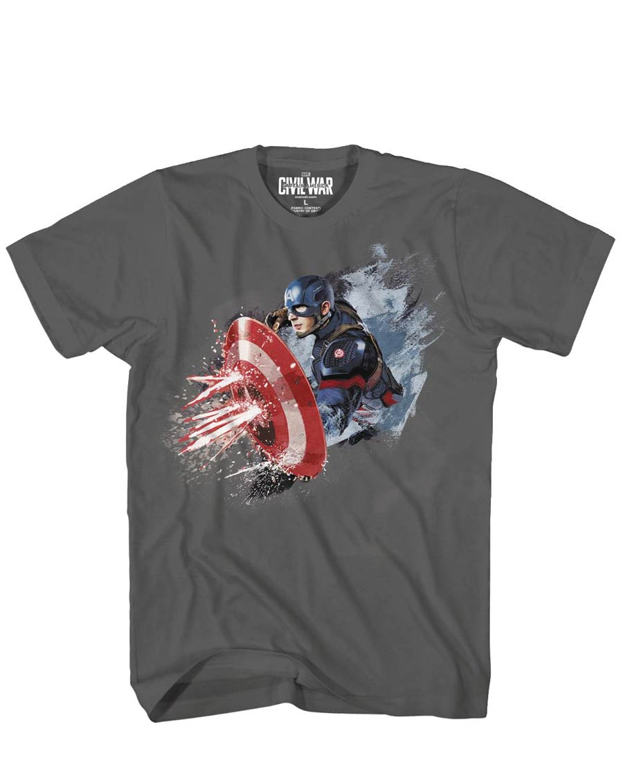 Captain America Civil War Blocking Pews Charcoal T-Shirt Large