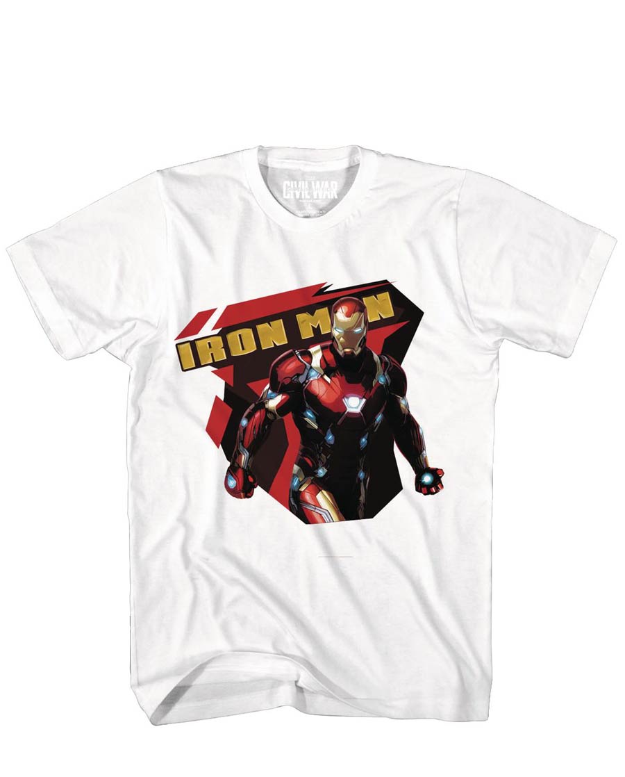 Captain America Civil War Shapes Of Iron White T-Shirt Large