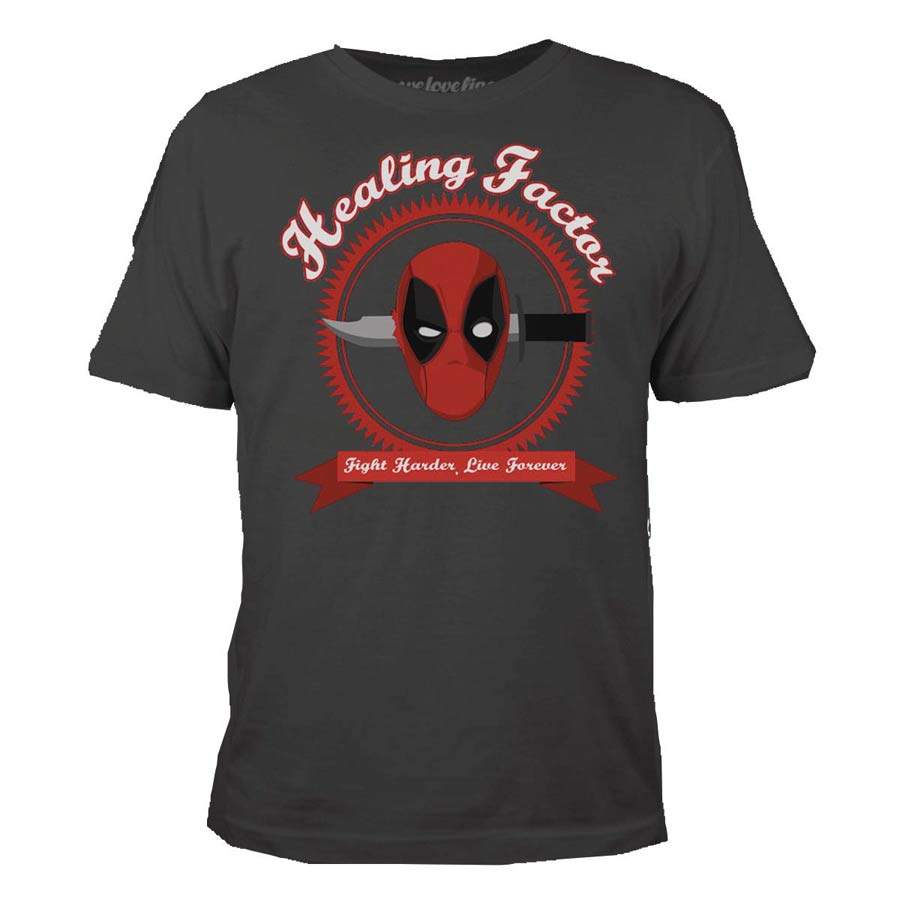 Deadpool Healing Factor Charcoal T-Shirt Large