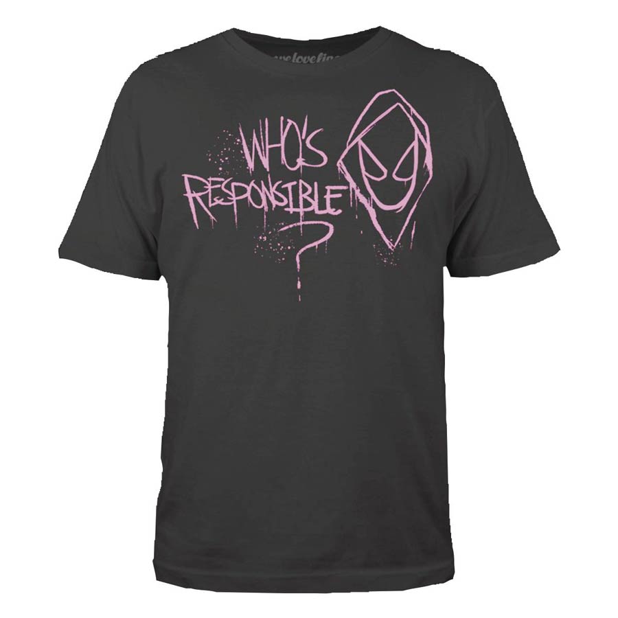Spider-Gwen Whos Responsible Charcoal T-Shirt Large