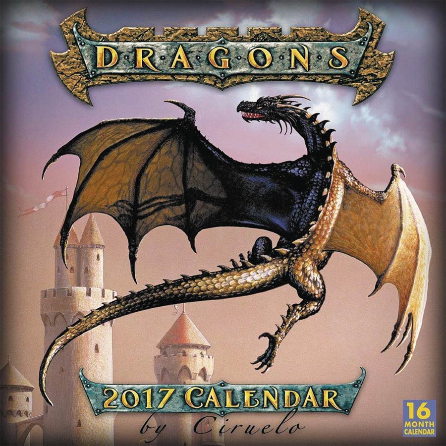 Dragons By Ciruelo 16-Month 2017 Wall Calendar