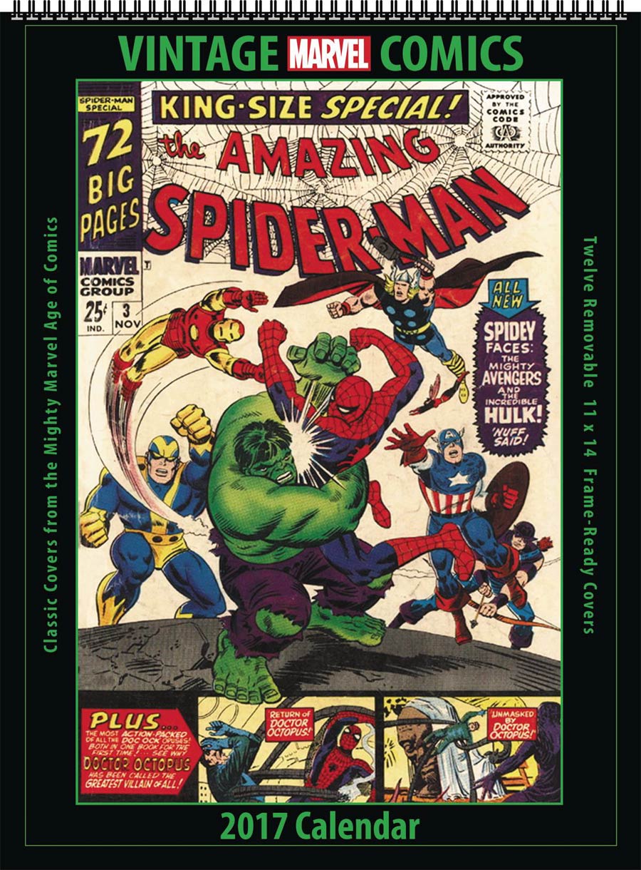 Vintage Marvel Comics 12-Month 2017 Wall Calendar