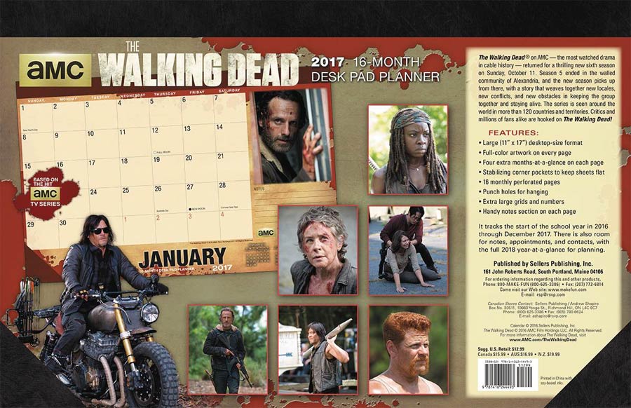 AMCs Walking Dead 2017 Desk Pad Planner