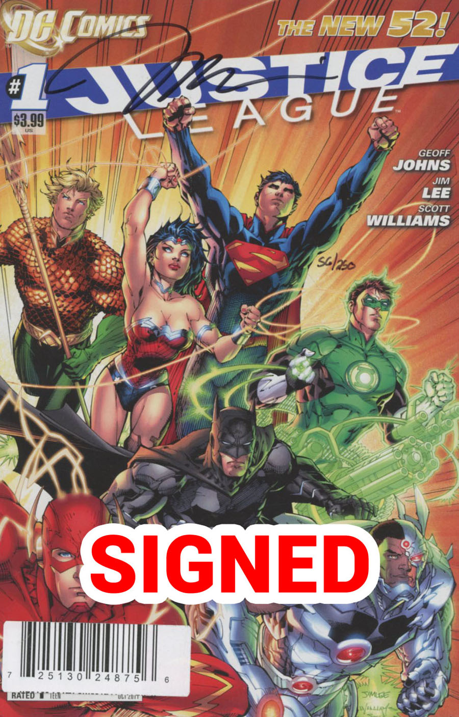 Justice League Vol 2 #1 Cover U DF Signed By Jim Lee