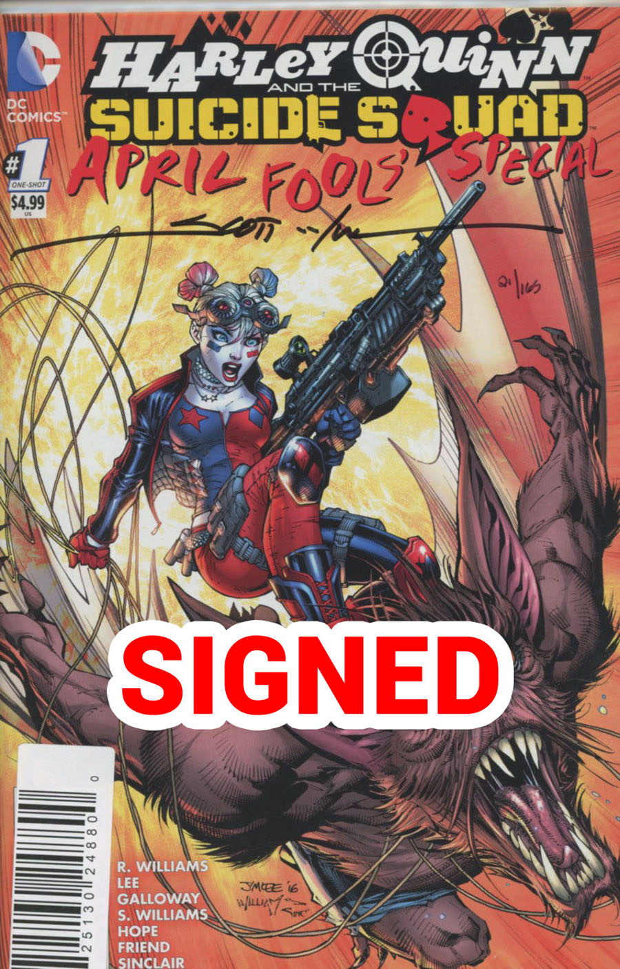 Harley Quinn And The Suicide Squad April Fools Special #1 Cover G DF Signed By Scott Williams