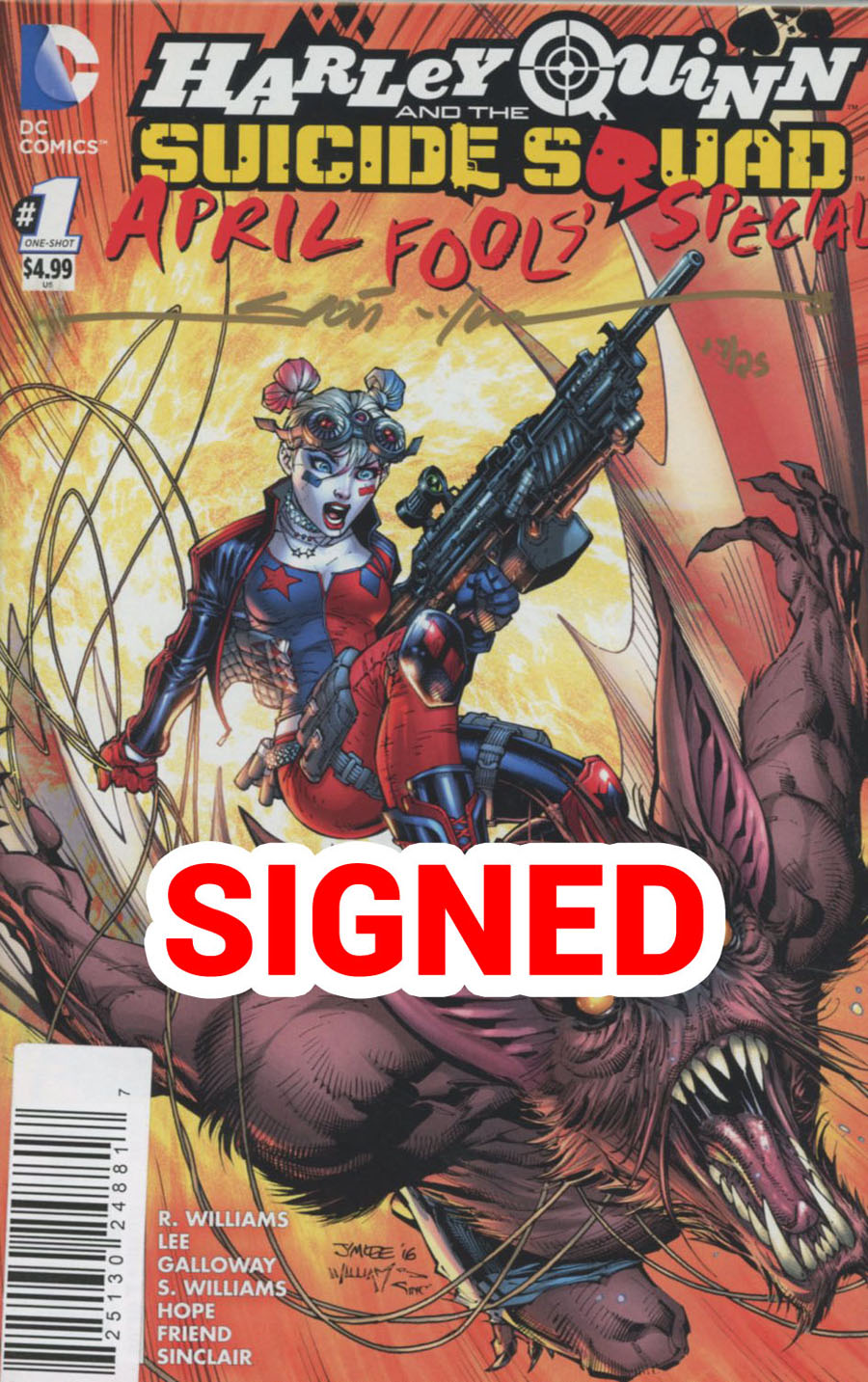 Harley Quinn And The Suicide Squad April Fools Special #1 Cover H DF Gold Signature Series Signed By Scott Williams