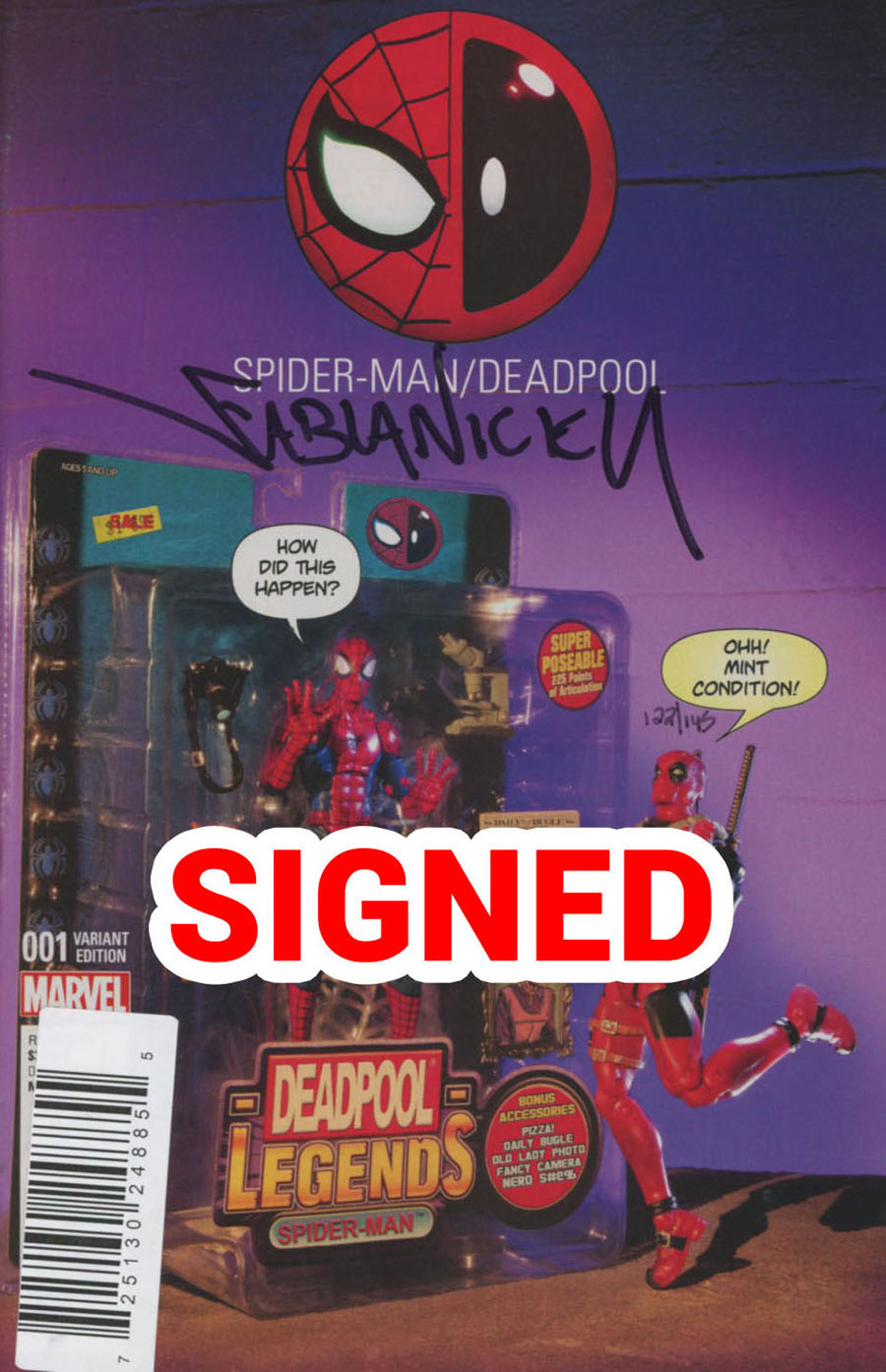 Spider-Man Deadpool #1 Cover N DF Ultra-Rare Action Figure Photo Variant Cover Signed By Fabian Nicieza