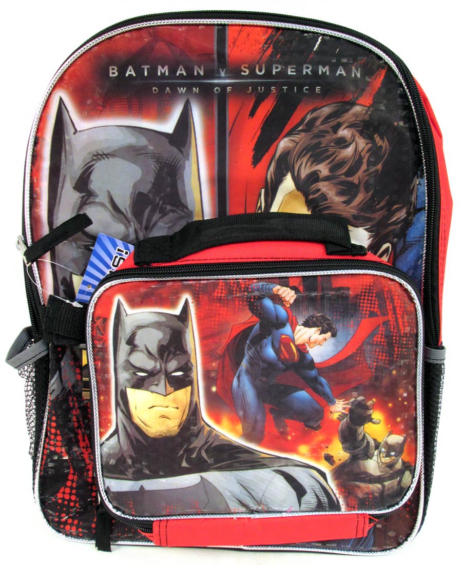 DC Comics 16-Inch Backpack With Lunchbox - Batman v Superman Dawn Of Justice