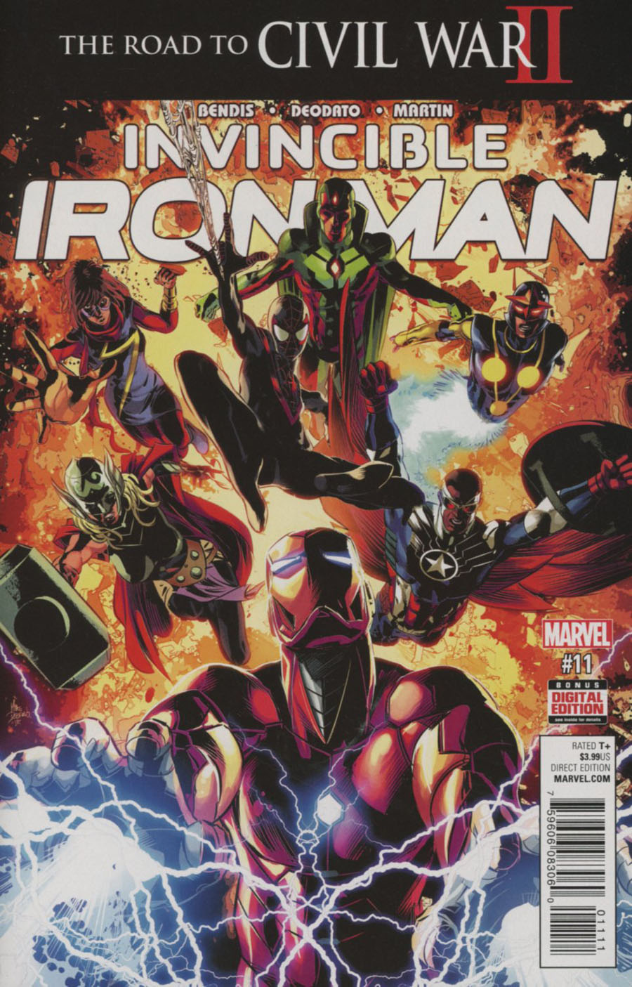 Invincible Iron Man Vol 2 #11 Cover A 1st Ptg Regular Mike Deodato Jr Cover (Road To Civil War II Tie-In)