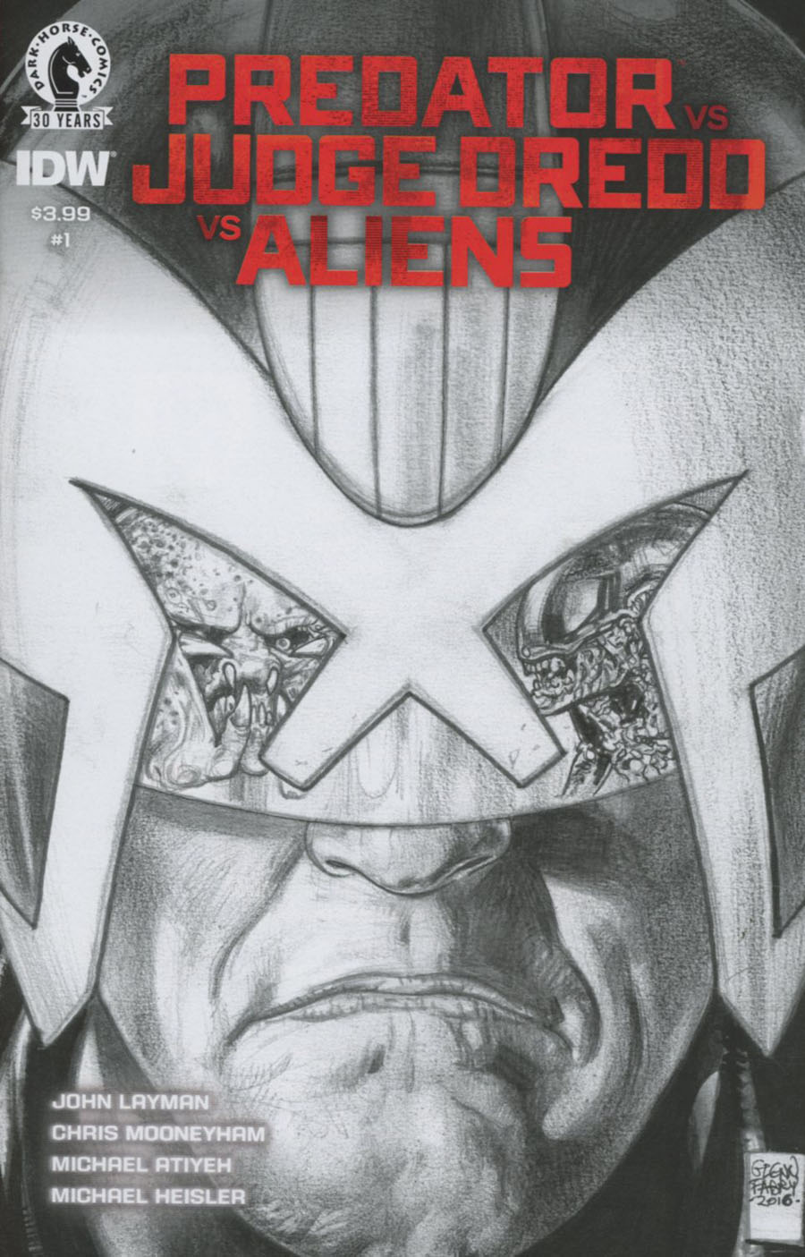 Predator vs Judge Dredd vs Aliens #1 Cover B Variant Glenn Fabry Sketch Cover