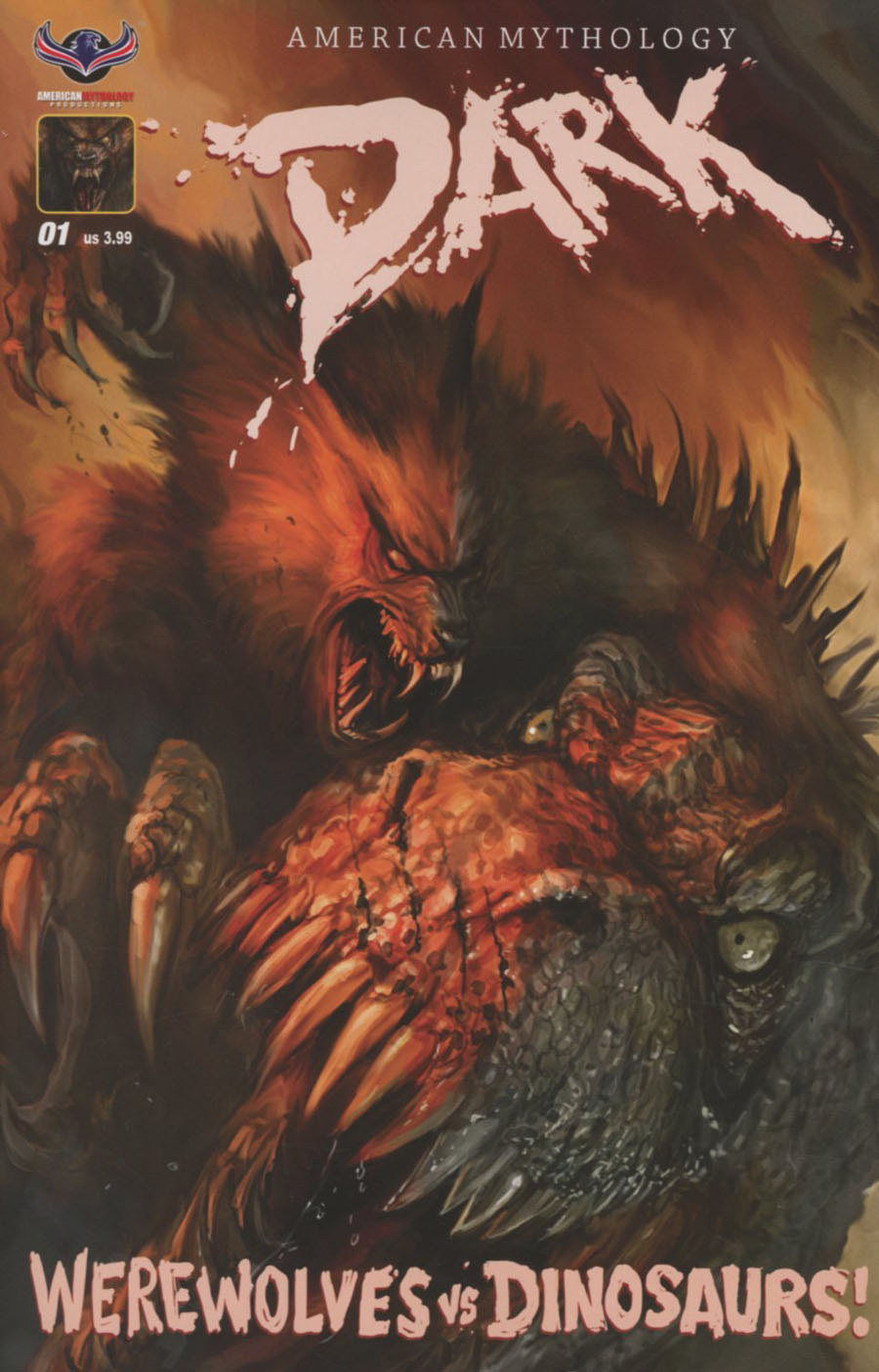 American Mythology Dark Werewolves vs Dinosaurs #1 Cover B Variant Chris Scalf Ferocious Subscription Cover