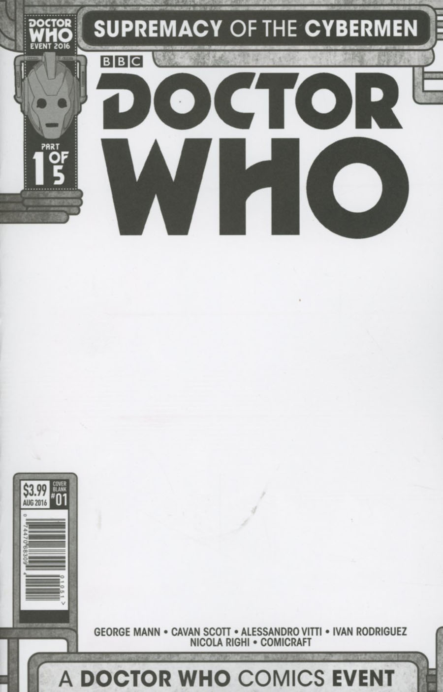 Doctor Who Event 2016 Supremacy Of The Cybermen #1 Cover E Variant Blank Cover