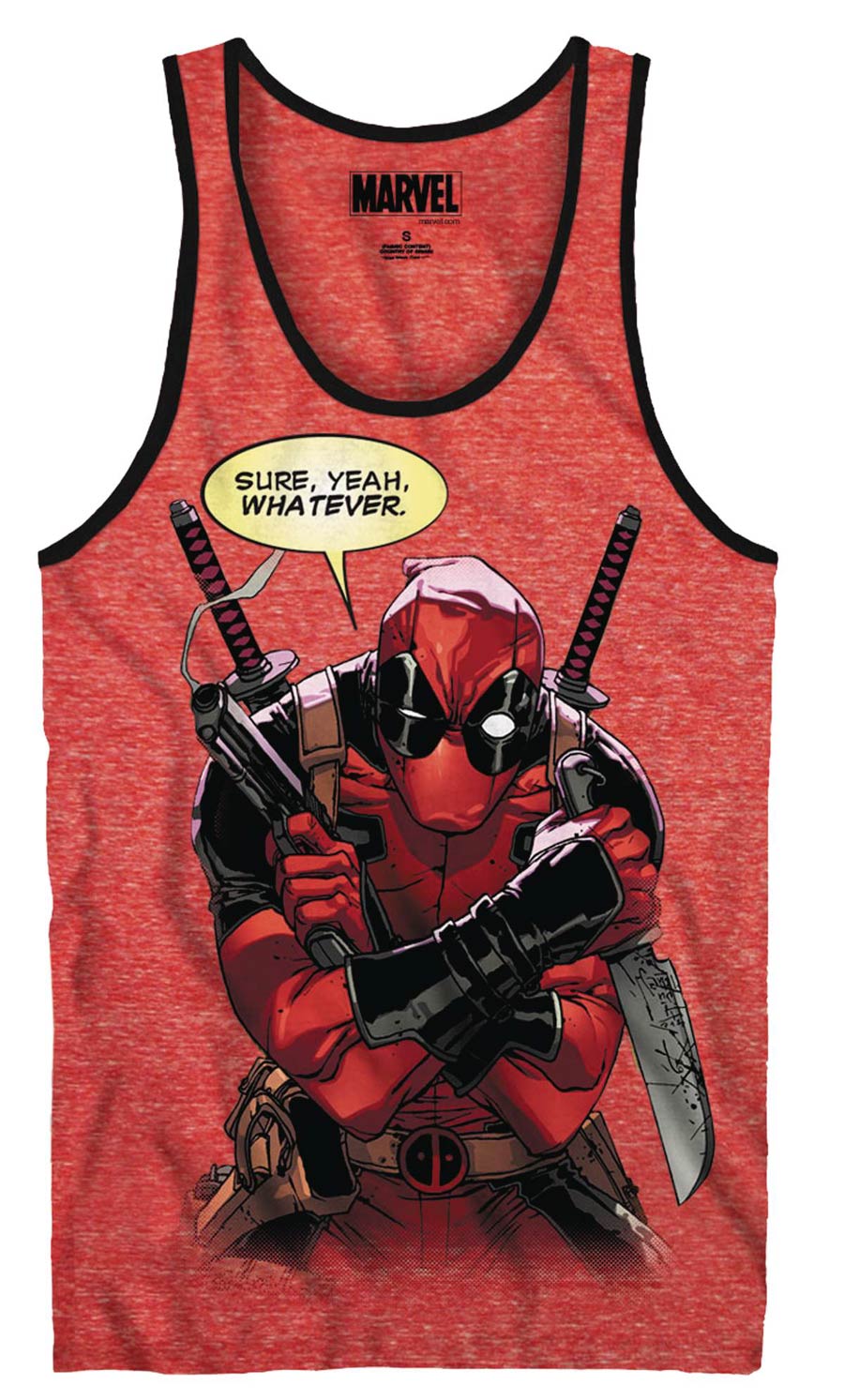 Deadpool Whatever Wade Red Snow Heather Tank X-Large