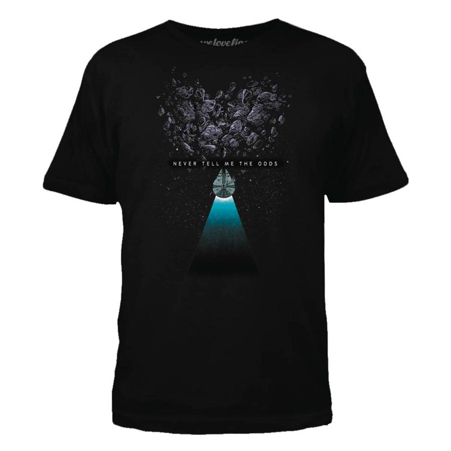 Star Wars Never Tell Me The Odds Stylized Black T-Shirt Large