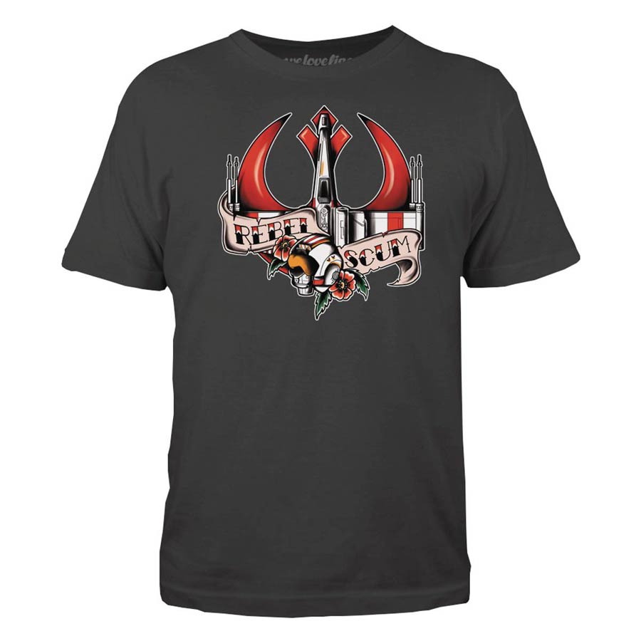 Star Wars Rebel Scum Tattoo Art Black T-Shirt Large