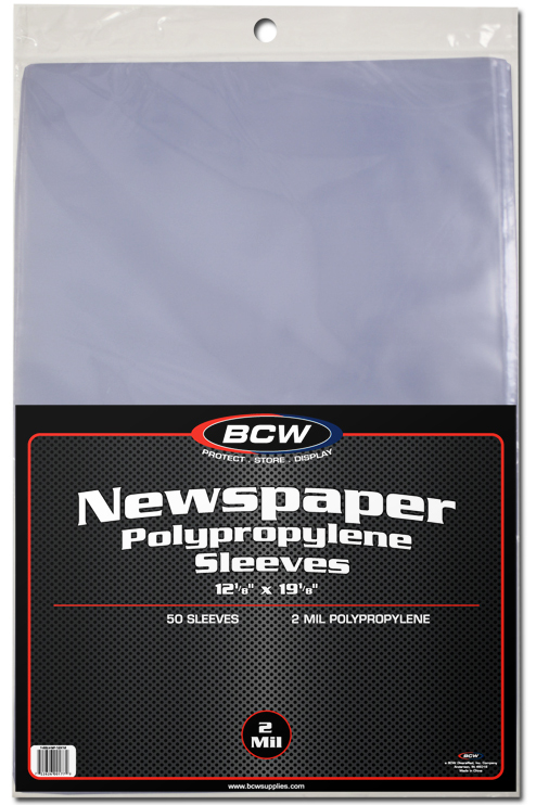 Newspaper Sleeve 50 Pack - 12 1/8 x 19 1/8
