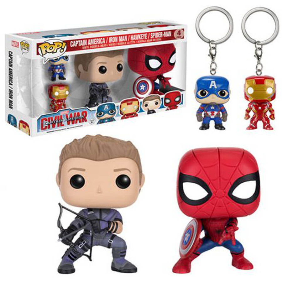 POP Marvel Captain America Civil War Spider-Man Hawkeye Captain America Iron Man Vinyl Figure 4-Pack