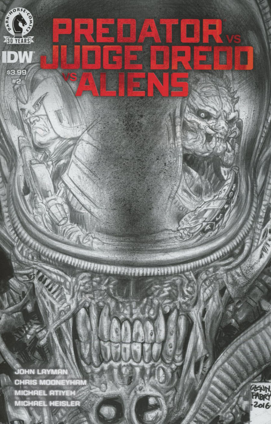 Predator vs Judge Dredd vs Aliens #2 Cover B Variant Glenn Fabry Sketch Cover