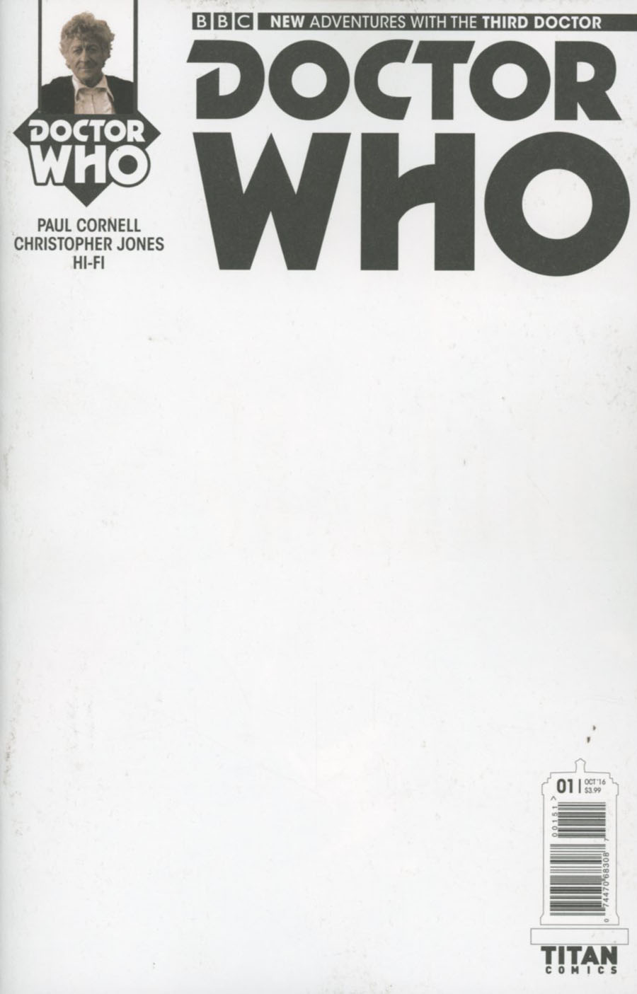 Doctor Who 3rd Doctor #1 Cover E Variant Blank Cover