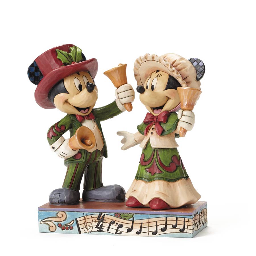 Disney Traditions Mickey And Minnie Mouse Ringing In The Holidays Figurine