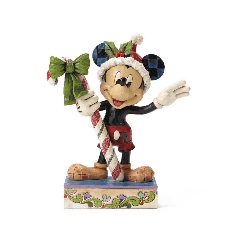 Disney Traditions Mickey With Candy Cane Figurine