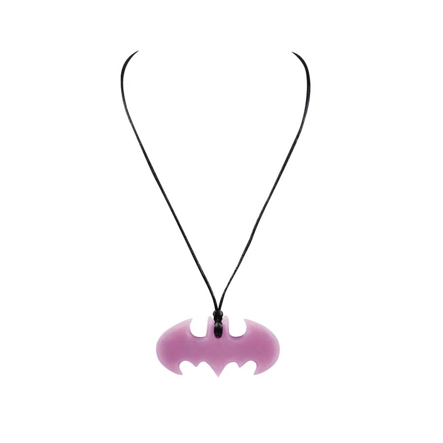 DC Heroes Pendant Teether Necklace - Batman Logo Pink