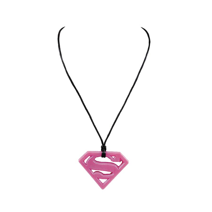 DC Heroes Pendant Teether Necklace - Superman Shield Pink