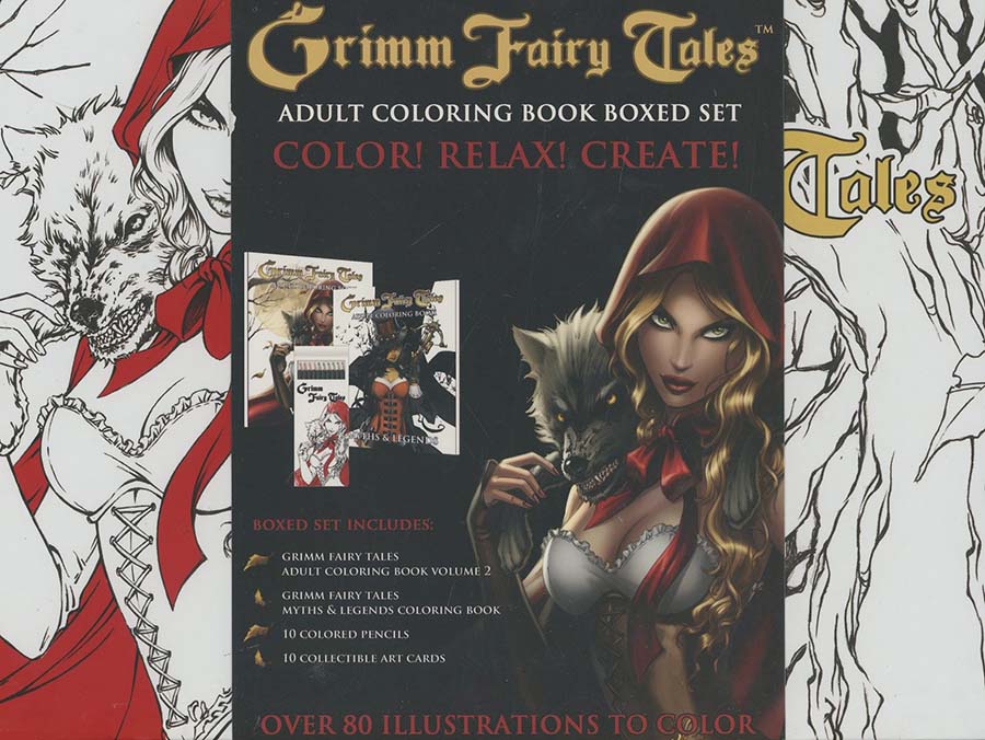 Grimm Fairy Tales Adult Coloring Book Boxed Set Zenescope GFT New