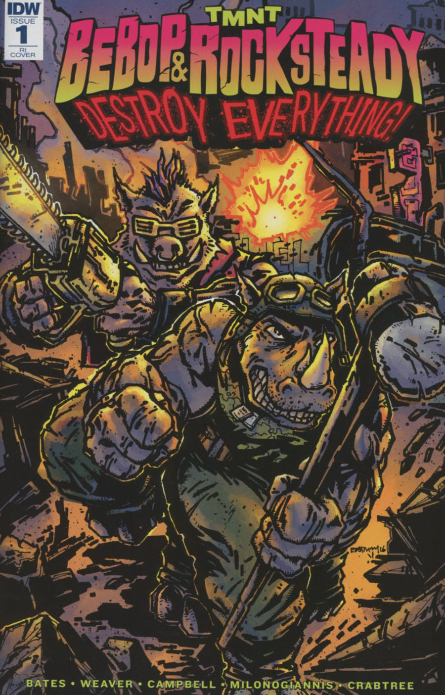 Teenage Mutant Ninja Turtles Bebop & Rocksteady Destroy Everything #1 Cover C Incentive Kevin Eastman Variant Cover